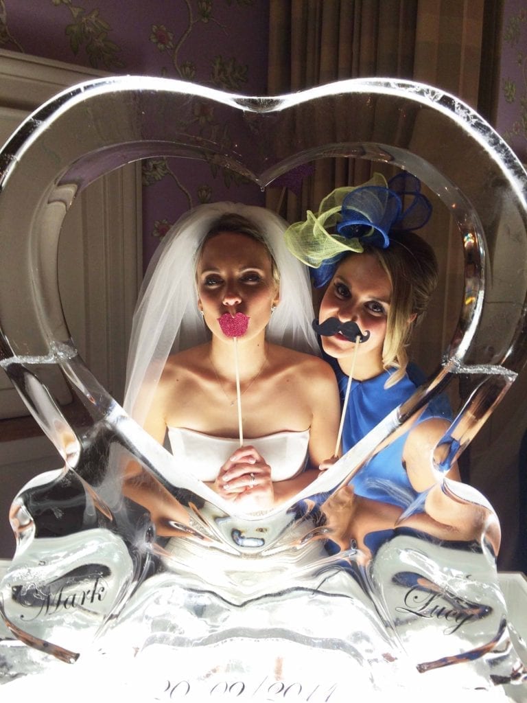 Picture frame heart ice sculpture for wedding